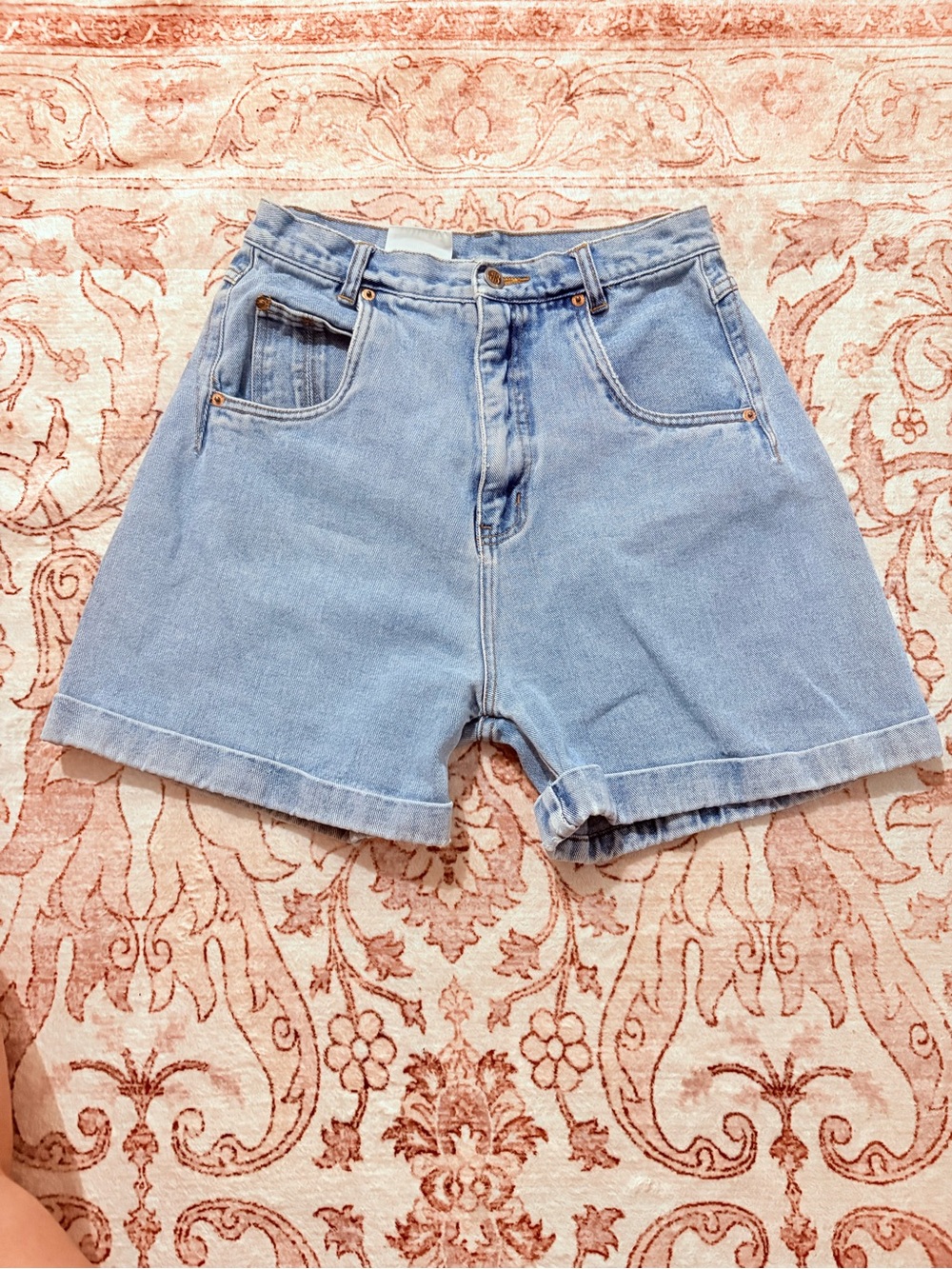 bill blass Light Blue High-Rise Denim Shorts